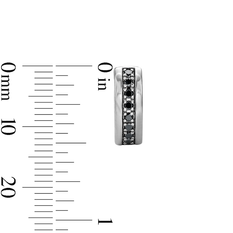 Main Image 2 of 1/3 CT. T.W. Black Diamond Pavé-Set Hoop Earrings in Sterling Silver