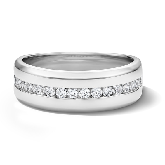 Vera Wang Men’s 1/2 CT. T.w. Channel-Set Lab-Grown Diamond Band in 14K White Gold (F/Vs2)