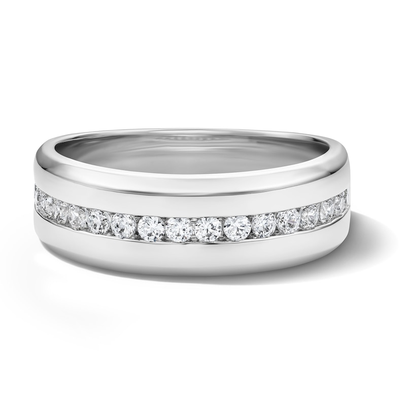 Main Image 1 of Vera Wang Men’s 1/2 CT. T.W. Channel-Set Lab-Grown Diamond Band in 14K White Gold (F/VS2)