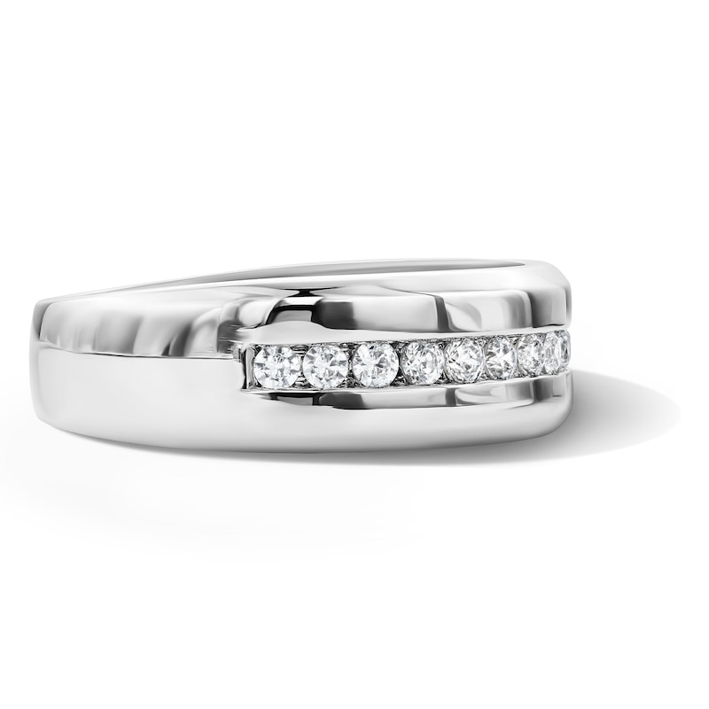 Main Image 3 of Vera Wang Men’s 1/2 CT. T.W. Channel-Set Lab-Grown Diamond Band in 14K White Gold (F/VS2)