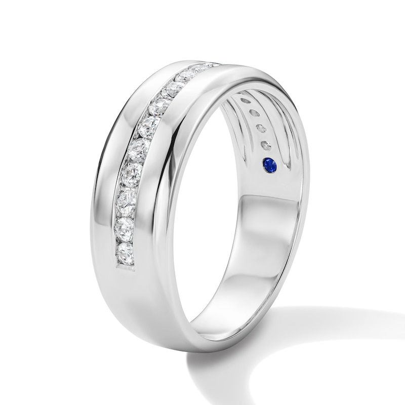 Main Image 4 of Vera Wang Men’s 1/2 CT. T.W. Channel-Set Lab-Grown Diamond Band in 14K White Gold (F/VS2)