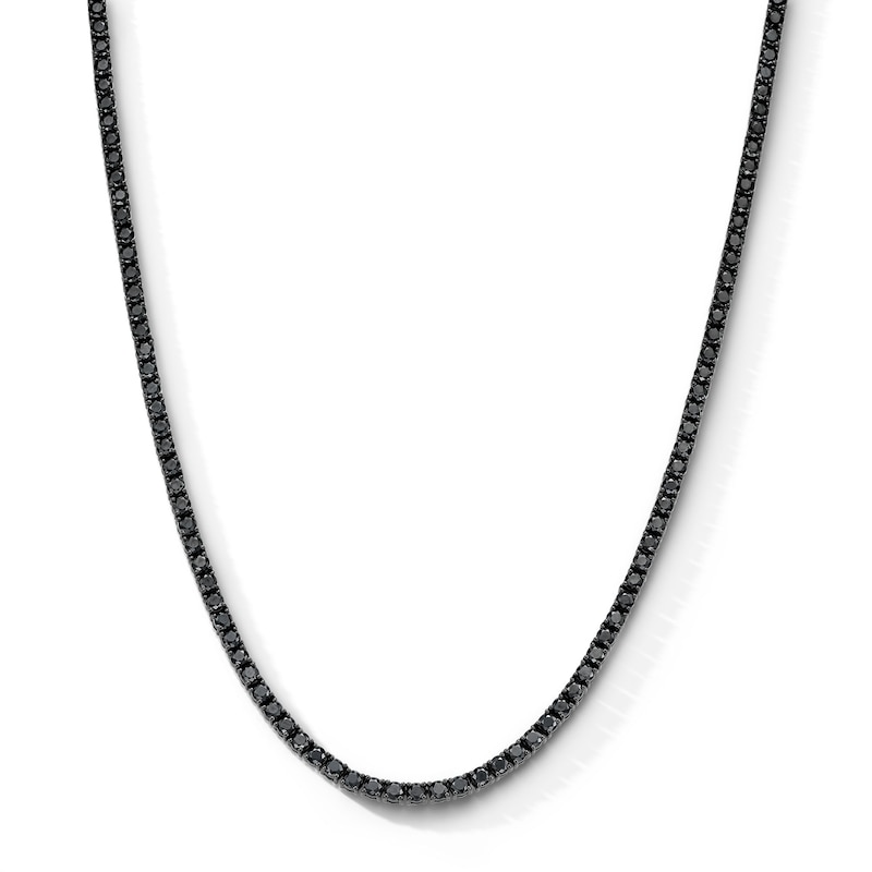 Main Image 1 of Black Spinel Tennis Bracelet in Black Rhodium-Plated Sterling Silver - 22"