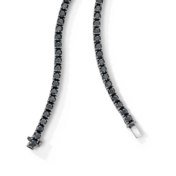 Black Spinel Tennis Bracelet in Black Rhodium-Plated Sterling Silver - 22"