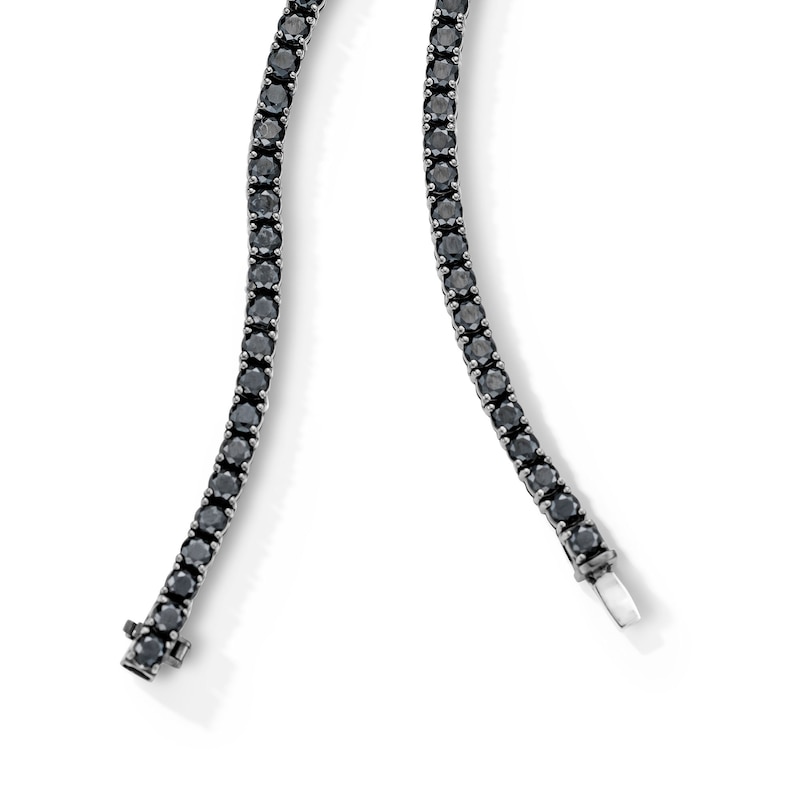 Main Image 2 of Black Spinel Tennis Bracelet in Black Rhodium-Plated Sterling Silver - 22"