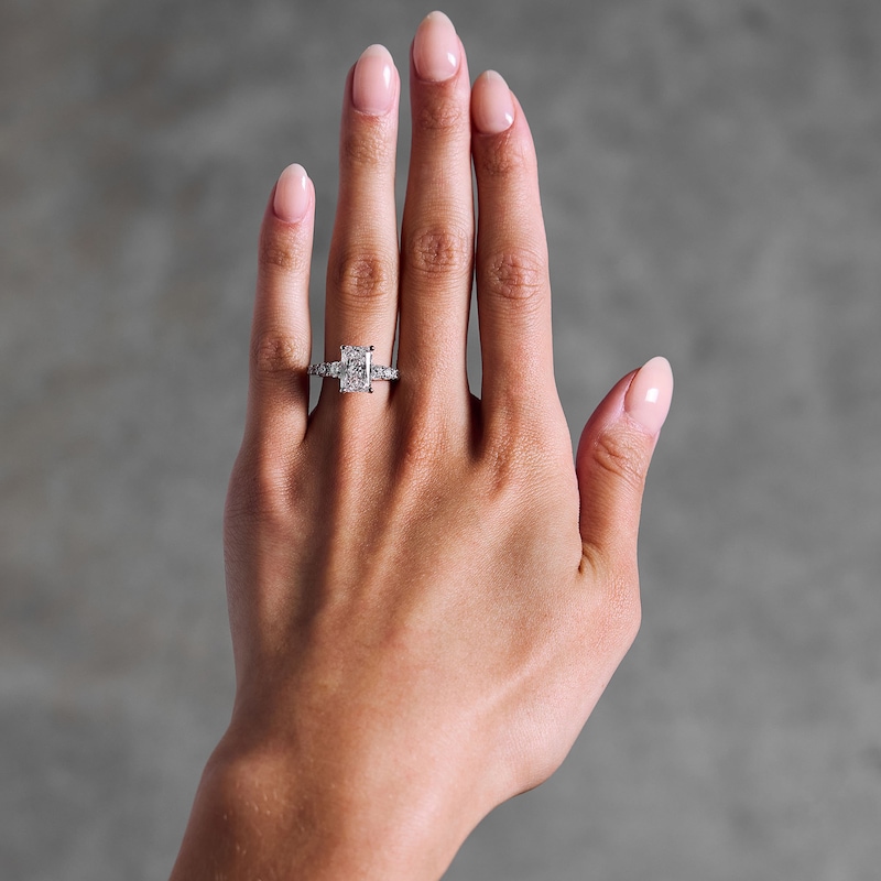 Main Image 2 of 3-3/4 CT. T.W. Certified Lab-Grown Diamond Radiant-Cut Engagement Ring in 14K White Gold (F/VS2)