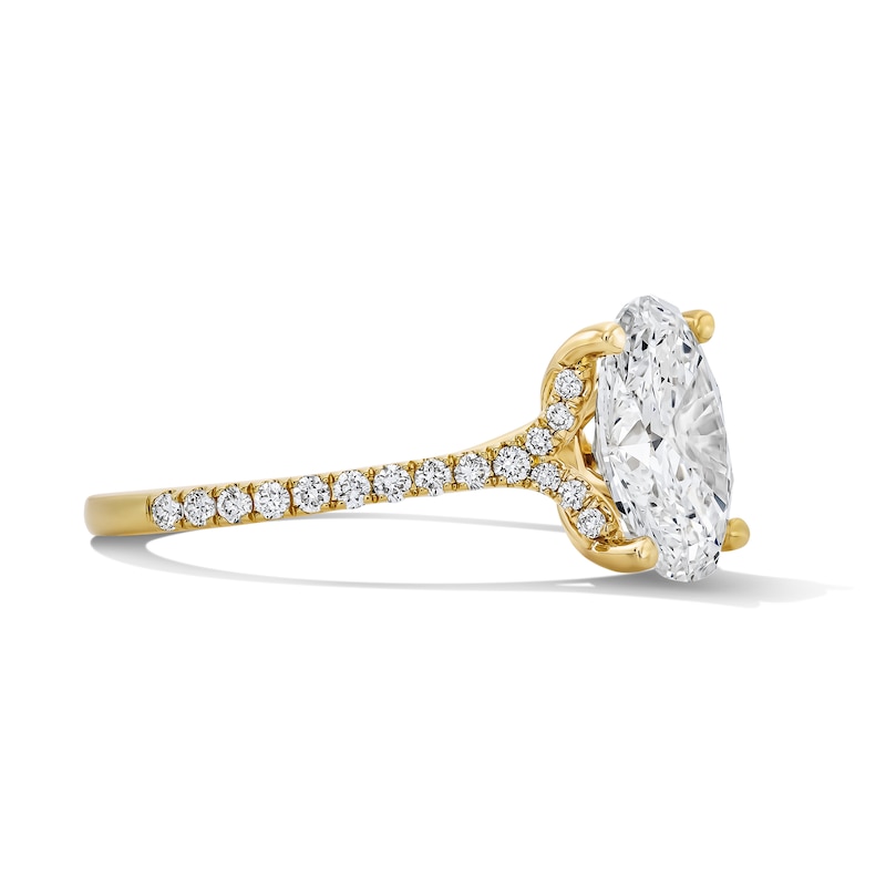 Main Image 4 of 2-1/4 CT. T.W. Oval Certified Lab-Grown Diamond Engagement Ring in 14K Gold (F/VS2)