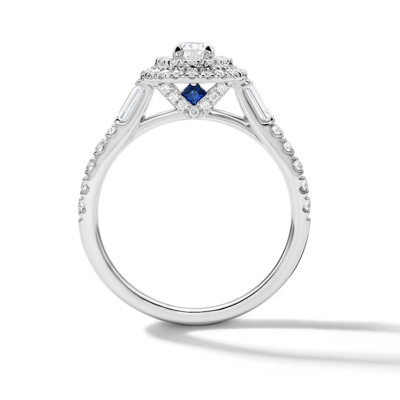 Main Image 3 of Vera Wang Love 7/8 CT. T.W. Pear-Shaped Diamond Double Frame Engagement Ring in 14K White Gold
