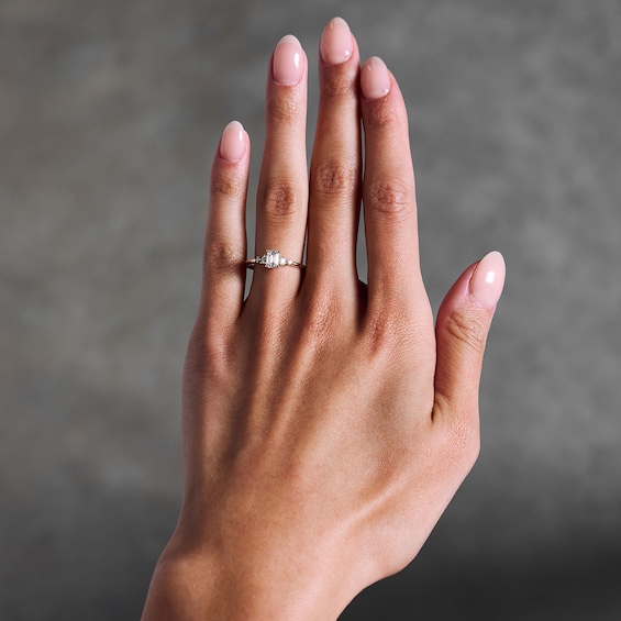 5/8 CT. T.w. Emerald-Cut Certified Lab-Grown Diamond Five-Stone Promise Ring in 10K Gold (F/Si2)