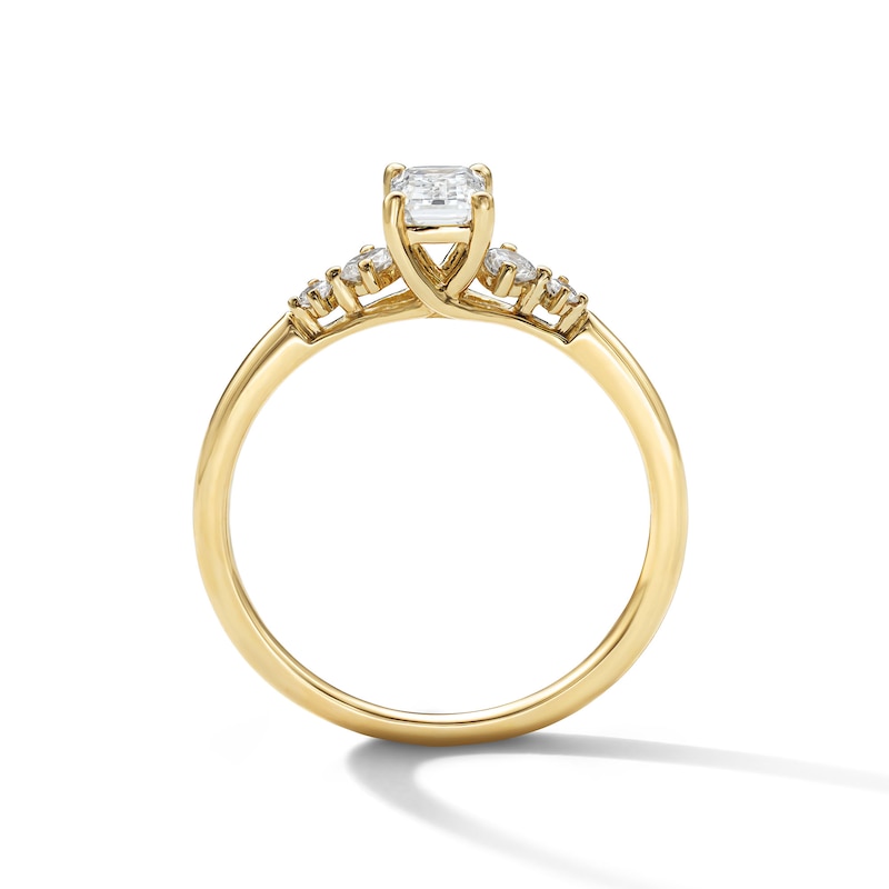 Main Image 3 of 5/8 CT. T.W. Emerald-Cut Certified Lab-Grown Diamond Five-Stone Promise Ring in 10K Gold (F/SI2)