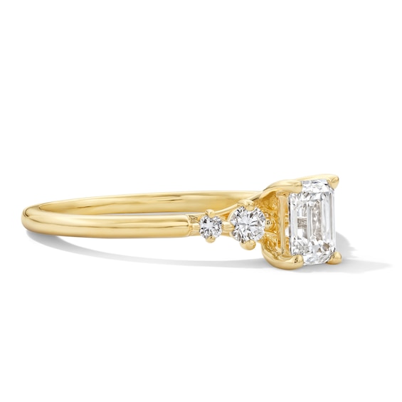 5/8 CT. T.w. Emerald-Cut Certified Lab-Grown Diamond Five-Stone Promise Ring in 10K Gold (F/Si2)