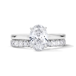 2 CT. T.W. Oval Certified Lab-Grown Diamond Hidden Frame Bridal Set in 14K White Gold (F/VS2)
