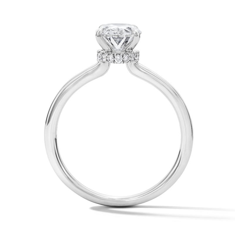 Main Image 3 of 2 CT. T.W. Oval Certified Lab-Grown Diamond Hidden Frame Bridal Set in 14K White Gold (F/VS2)