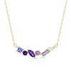 Thumbnail Image 1 of Tanzanite, Amethyst and White Lab-Created Sapphire Scatter Necklace in 10K Gold