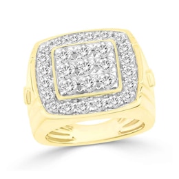 2 CT. T.W. Certified Lab-Grown Multi-Diamond Cushion Signet Ring in 10 Gold (F/VS2)