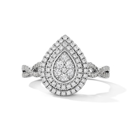 1/2 CT. T.W. Multi-Diamond Double Frame Engagement Ring in 10K White Gold