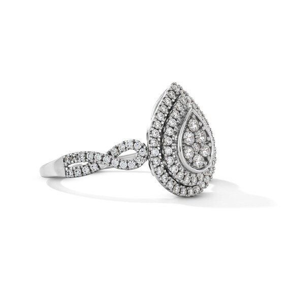 1/2 CT. T.w. Multi-Diamond Double Frame Engagement Ring in 10K White Gold