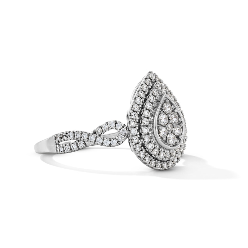 Main Image 4 of 1/2 CT. T.W. Multi-Diamond Double Frame Engagement Ring in 10K White Gold