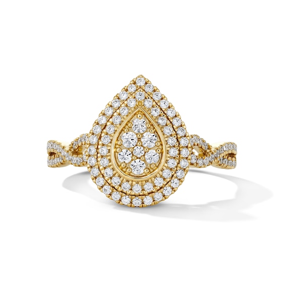 1/2 CT. T.w. Multi-Diamond Double Frame Engagement Ring in 10K Gold