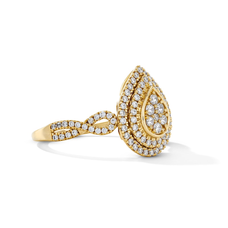 Main Image 4 of 1/2 CT. T.W. Multi-Diamond Double Frame Engagement Ring in 10K Gold