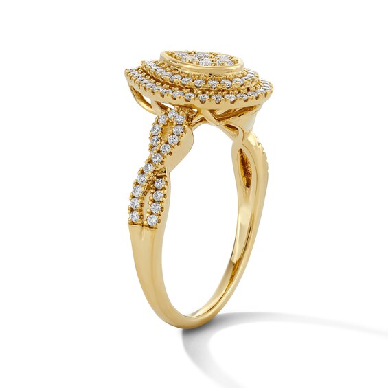 1/2 CT. T.w. Multi-Diamond Double Frame Engagement Ring in 10K Gold
