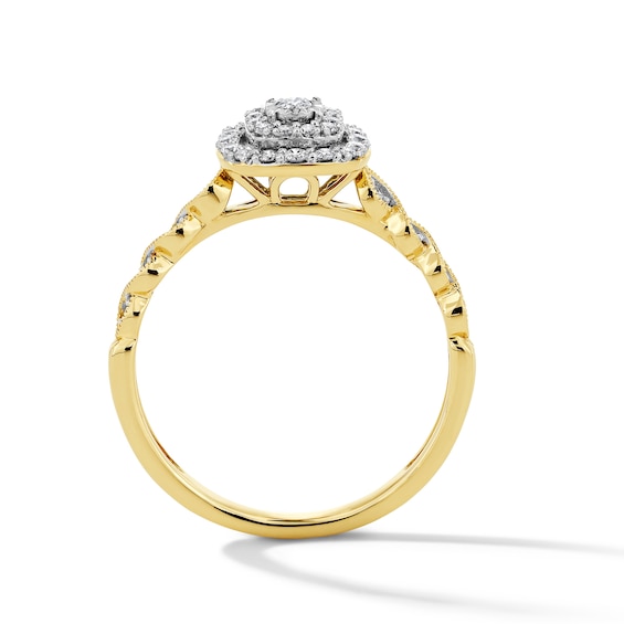 1/4 CT. T.w. Diamond Double Cushion Frame Promise Ring in 10K Gold
