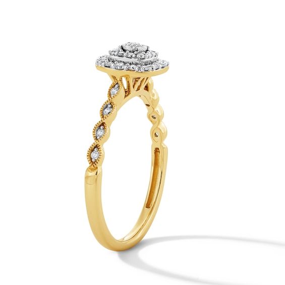 1/4 CT. T.w. Diamond Double Cushion Frame Promise Ring in 10K Gold