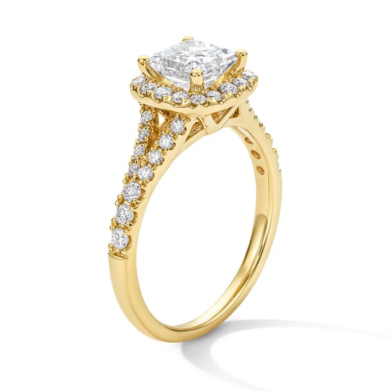 1-1/2 CT. T.w. Princess-Cut Certified Lab-Grown Diamond Frame Engagement Ring in 14K Gold (F/Vs2)