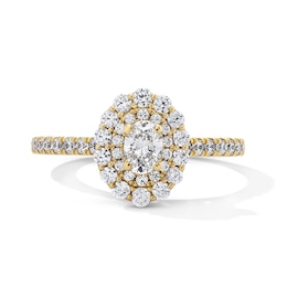 1/2 CT. T.W. Oval Certified Lab-Grown Diamond Double Frame Promise Ring in 10K Gold (F/SI2)