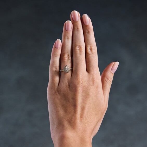 1/2 CT. T.w. Oval Certified Lab-Grown Diamond Double Frame Promise Ring in 10K Gold (F/Si2)