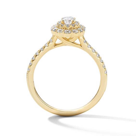 1/2 CT. T.w. Oval Certified Lab-Grown Diamond Double Frame Promise Ring in 10K Gold (F/Si2)