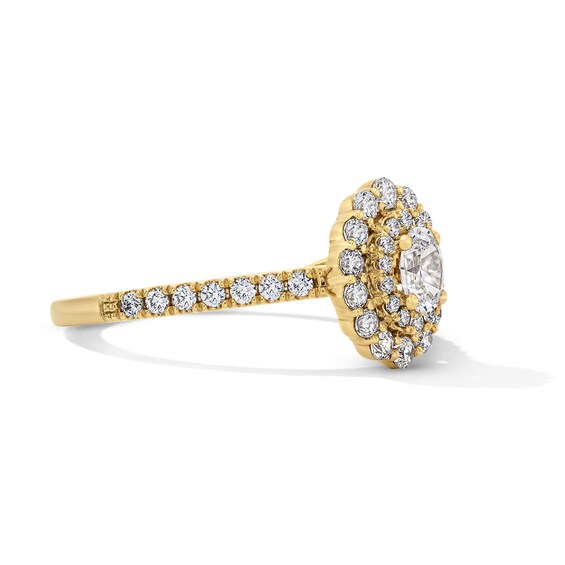 1/2 CT. T.w. Oval Certified Lab-Grown Diamond Double Frame Promise Ring in 10K Gold (F/Si2)