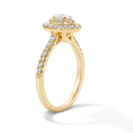 1/2 CT. T.w. Oval Certified Lab-Grown Diamond Double Frame Promise Ring in 10K Gold (F/Si2)
