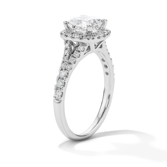 1-1/2 CT. T.w. Princess-Cut Certified Lab-Grown Diamond Frame Engagement Ring in 14K White Gold (F/Vs2)