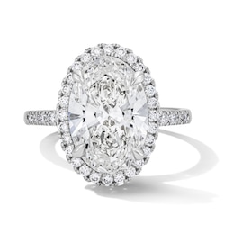 4-1/2 CT. T.W. Oval Certified Lab-Grown Diamond Frame Engagement Ring in 14K White Gold (F/VS2)