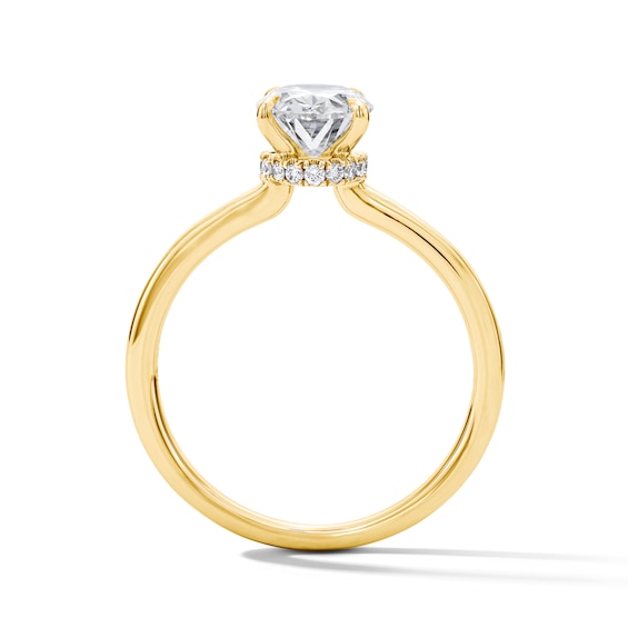 2 CT. T.w. Oval Certified Lab-Grown Diamond Hidden Frame Bridal Set in 14K Gold (F/Vs2)