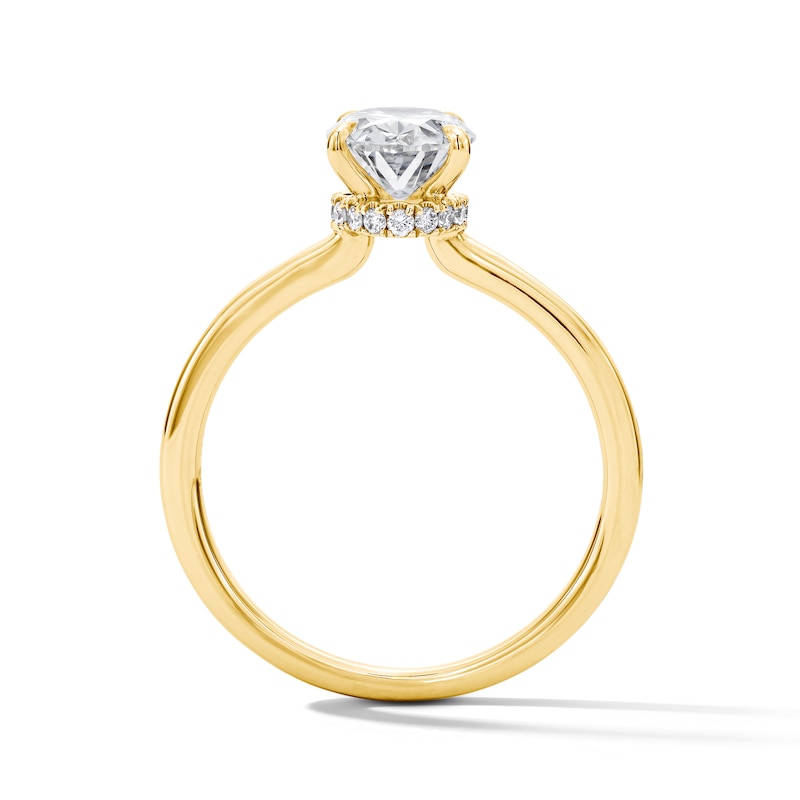 Main Image 3 of 2 CT. T.W. Oval Certified Lab-Grown Diamond Hidden Frame Bridal Set in 14K Gold (F/VS2)