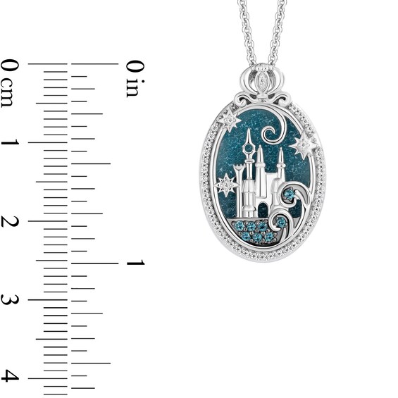 Enchanted Disney Cinderella Blue Quartz, Blue Topaz and 1/6 CT. T.w. Diamond Pendant in Sterling Silver - 19"