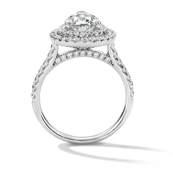 3 CT. T.w. Pear-Shaped Certified Lab-Grown Diamond Double Frame Engagement Ring in 14K White Gold (F/Vs2)