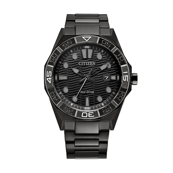 Menâs Citizen Eco-DriveÂ® Brycen Black IP Stainless Steel Analog Watch with Black Dial (Model: Aw1855-52E)