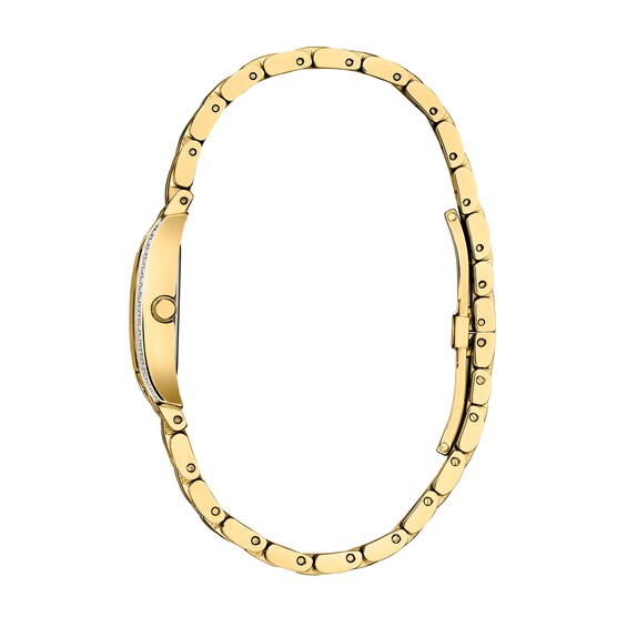 Ladiesâ Citizen Eco-DriveÂ® Palidoro Gold-Tone IP Analog Watch with Black Dial and Crystal Bezel (Model: Eg7112-59E)