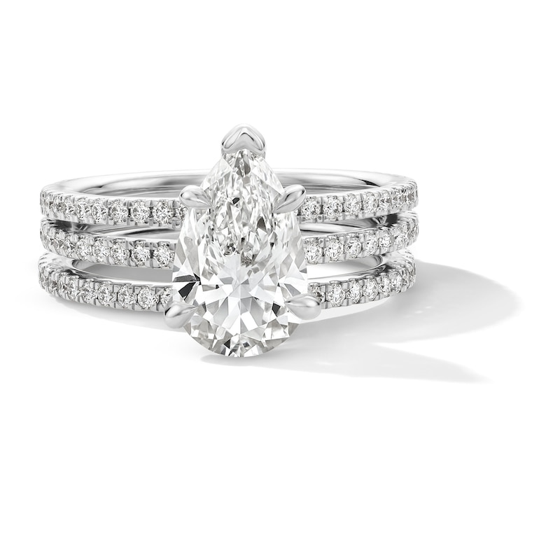 Main Image 1 of 3 CT. T.W. Pear-Shaped Certified Lab-Grown Diamond Bridal Set in 14K White Gold (F/VS2)