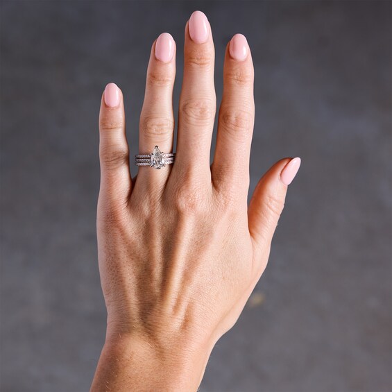 3 CT. T.w. Pear-Shaped Certified Lab-Grown Diamond Bridal Set in 14K White Gold (F/Vs2)