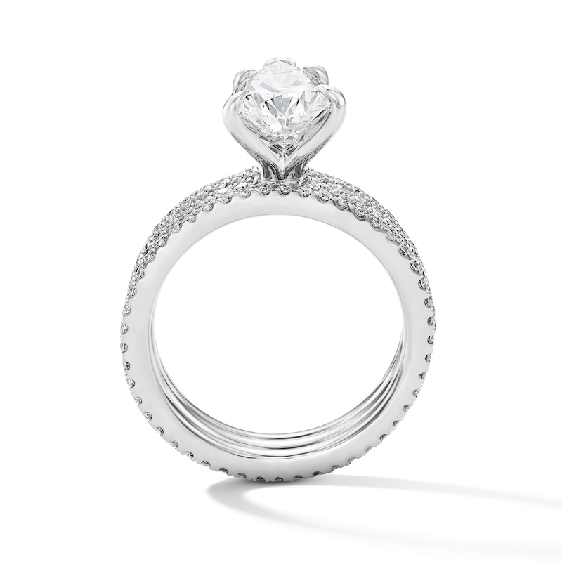 Main Image 3 of 3 CT. T.W. Pear-Shaped Certified Lab-Grown Diamond Bridal Set in 14K White Gold (F/VS2)