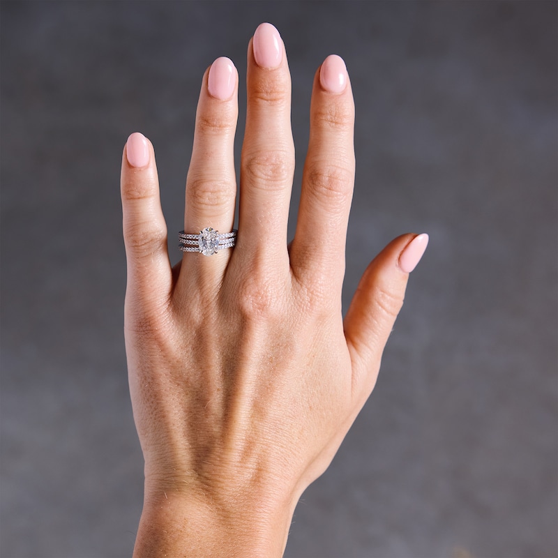 Main Image 2 of 3 CT. T.W. Oval Certified Lab-Grown Diamond Bridal Set in 14K White Gold (F/VS2)