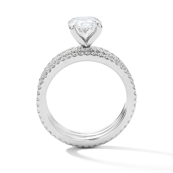 3 CT. T.w. Oval Certified Lab-Grown Diamond Bridal Set in 14K White Gold (F/Vs2)