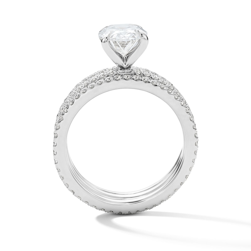 Main Image 3 of 3 CT. T.W. Oval Certified Lab-Grown Diamond Bridal Set in 14K White Gold (F/VS2)
