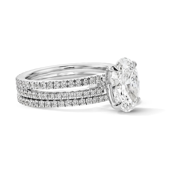 3 CT. T.w. Oval Certified Lab-Grown Diamond Bridal Set in 14K White Gold (F/Vs2)