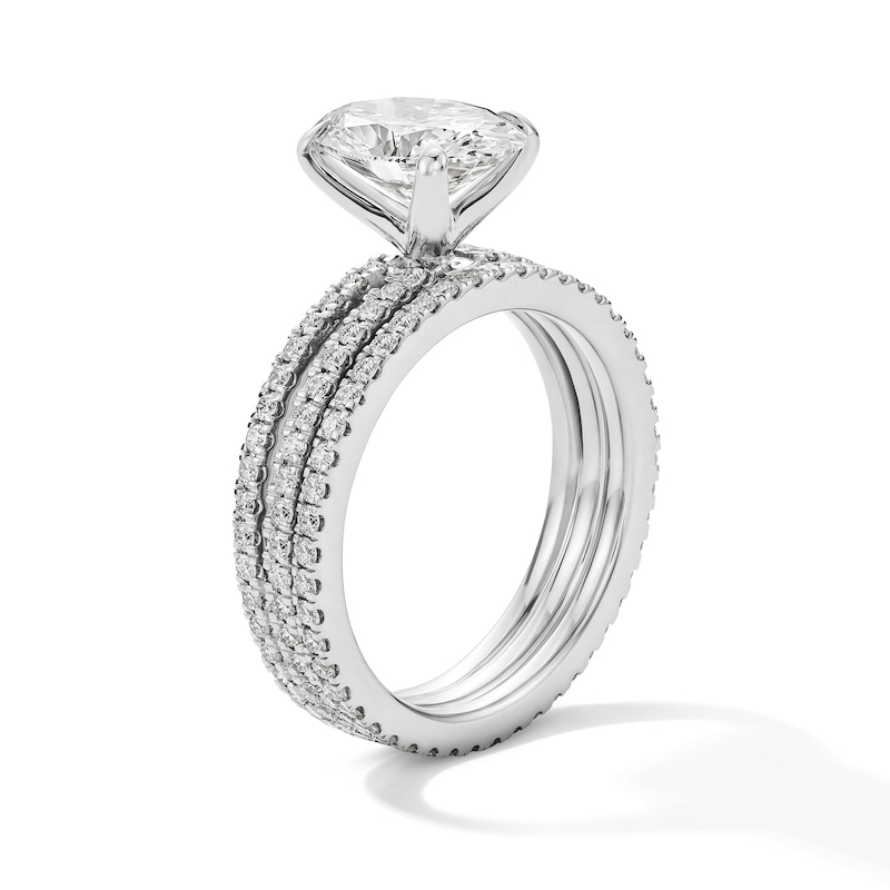 Main Image 5 of 3 CT. T.W. Oval Certified Lab-Grown Diamond Bridal Set in 14K White Gold (F/VS2)