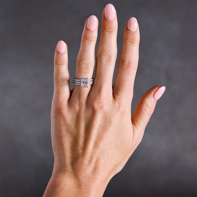 Main Image 2 of 3 CT. T.W. Radiant-Cut Certified Lab-Grown Diamond Bridal Set in 14K White Gold (F/VS2)