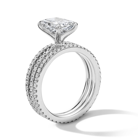 3 CT. T.w. Radiant-Cut Certified Lab-Grown Diamond Bridal Set in 14K White Gold (F/Vs2)
